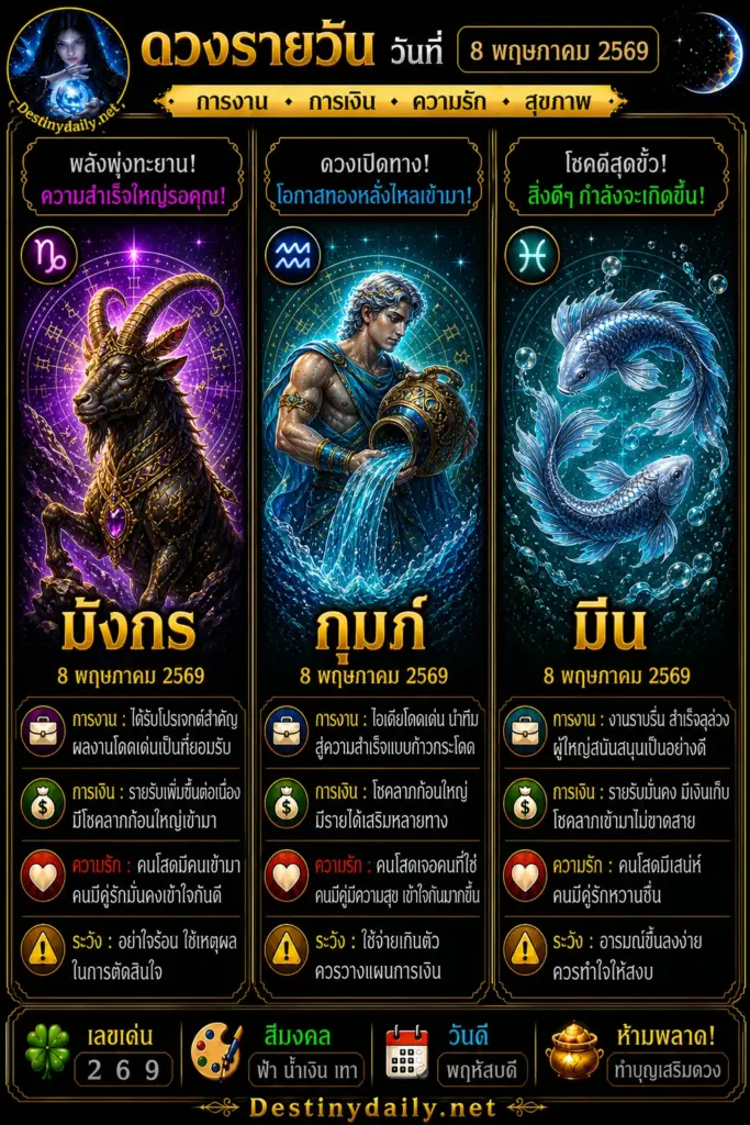 ดูดวงรายวัน มังกร กุมภ์ มีน