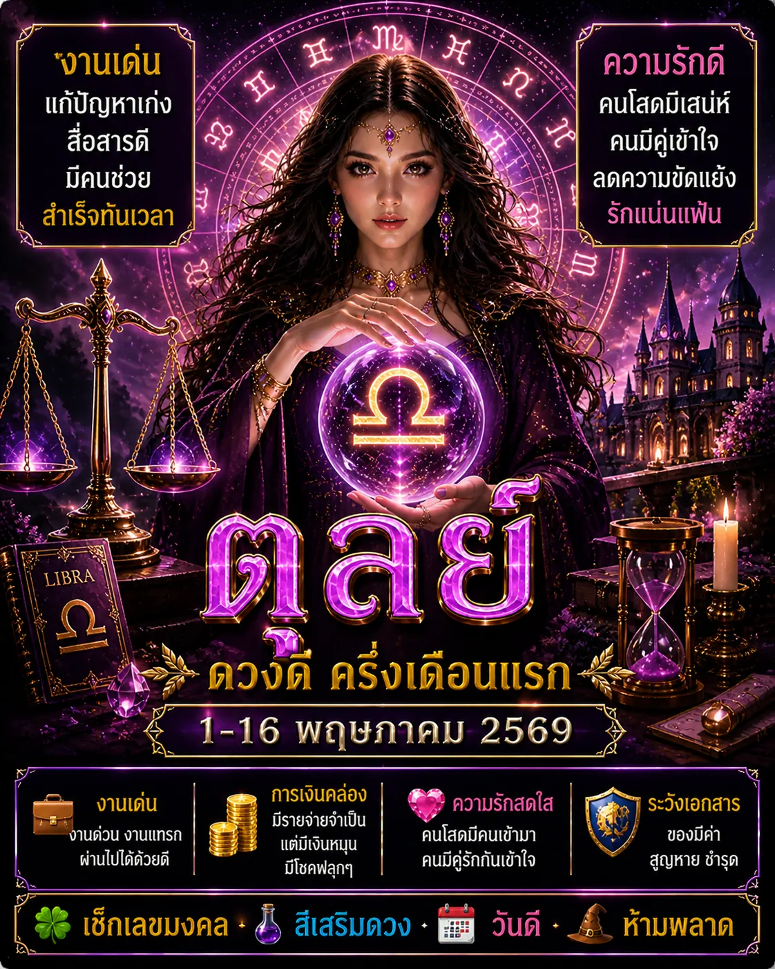 ดูดวงราศีตุลย์ 1-16 พฤษภาคม 2569 งานเด่น เงินมีทางออก ความรักเสน่ห์แรง