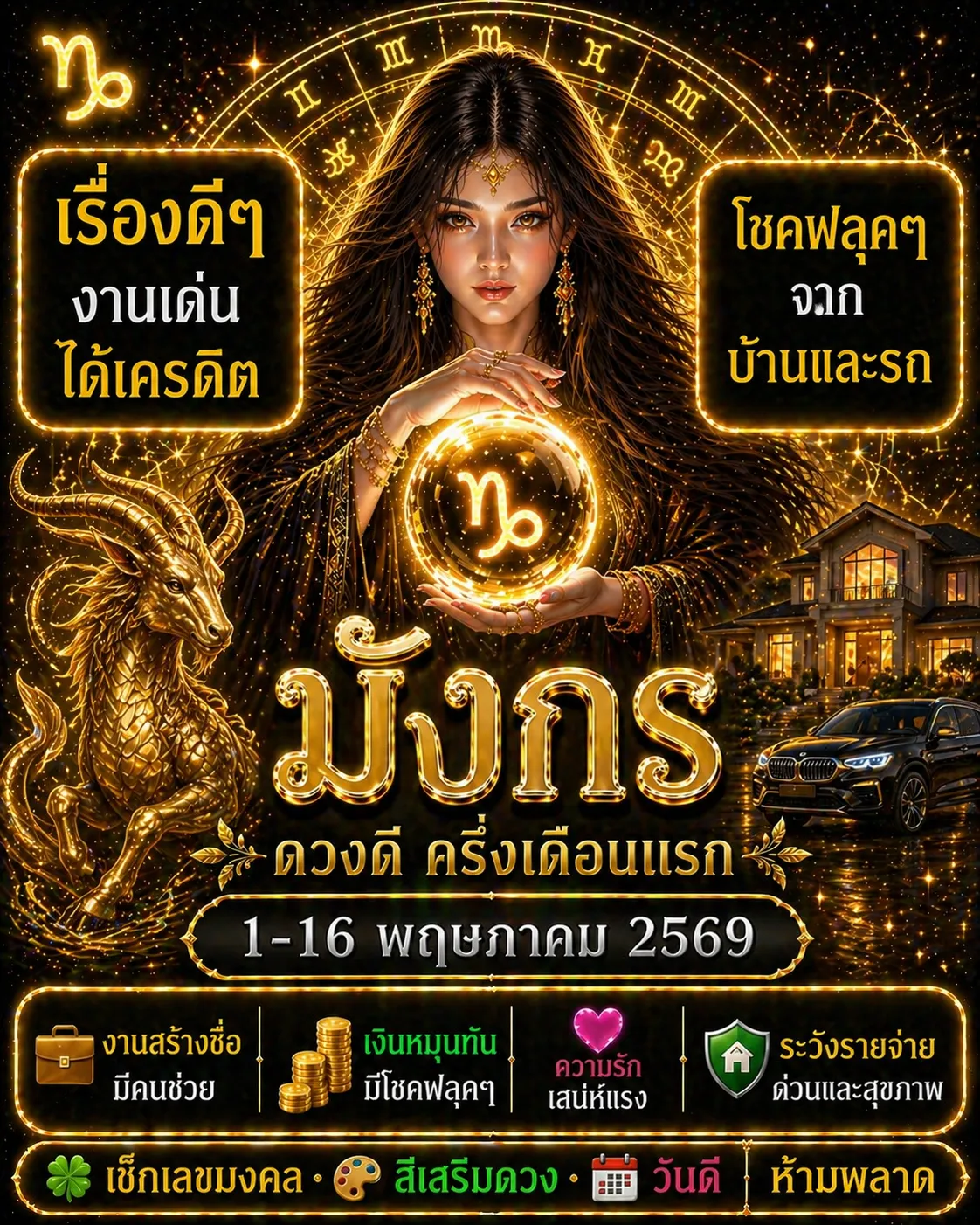 ดูดวงราศีมังกร 1-16 พฤษภาคม 2569 งานเด่น มีชื่อเสียง เงินหมุนได้