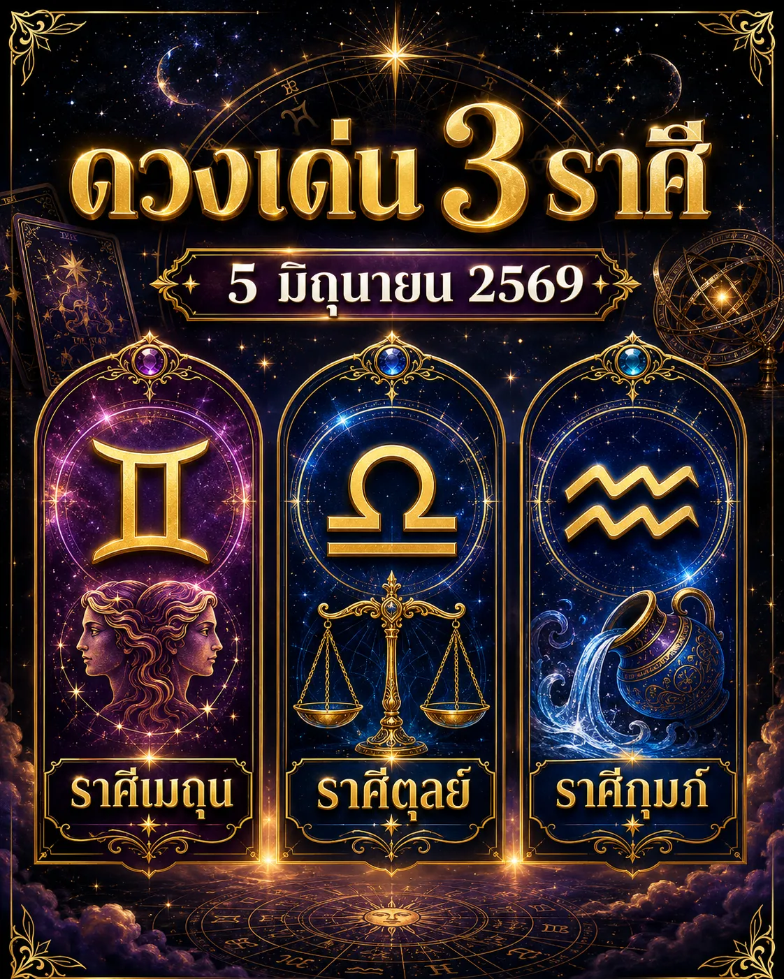 ดูดวงรายวัน 5 มิถุนายน 2569 ดวงเด่น 3 ราศี งานเงินความรักเช็กเลย